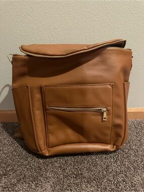 Fawn Design Cognac Baby Bag Backpack with Gold Hardware